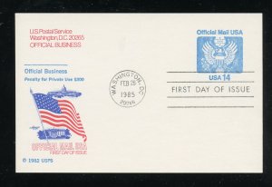 US UZ3 14c Postal Card Official Mail UA Artmaster cachet FDC 