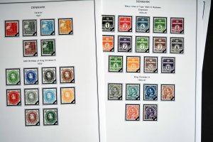 COLOR PRINTED DENMARK [CLASS] 1851-1955 STAMP ALBUM PAGES (27 illustrated pages)