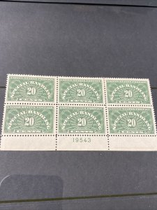 US QE3 Special Handling Plate Block Of 6 Extra Fine Mint Never Hinged