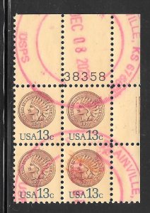 #1734 Used Plate Block of 4