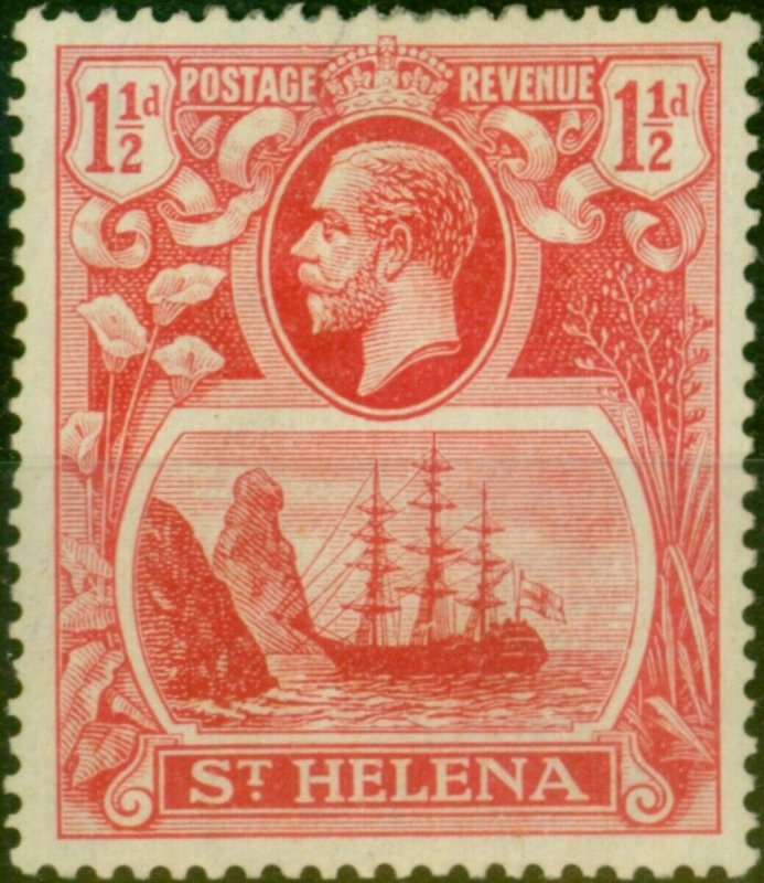 St Helena 1923 1 1/2d Rose-Red SG99a 'Broken Mainmast' Fine MM 