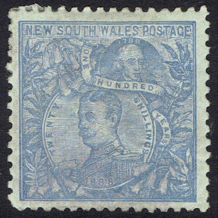 NEW SOUTH WALES 1890 CARRINGTON 20/- WMK 20/- NSW IN CIRCLE PERF 11 