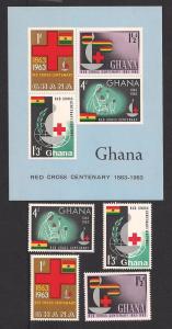 GHANA SC# 139-42, 142a F-VF MNH 1963