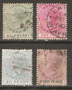 Lagos 4 different Used F/VF 1882-91 SCV $5.90