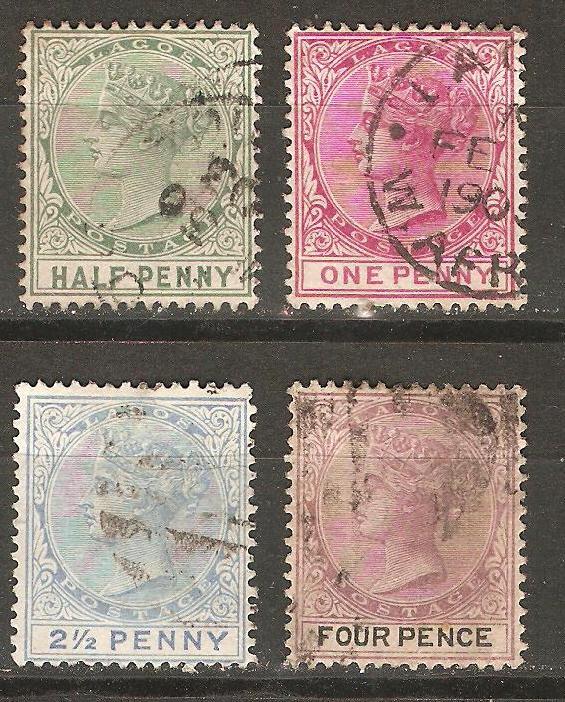 Lagos 4 different Used F/VF 1882-91 SCV $5.90