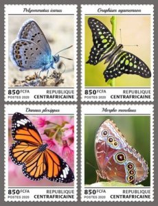 Central Africa - 2020 Butterflies on Stamps - 4 Stamp Set - CA200112c