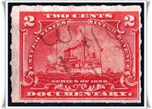 R164 2¢ Battleship Documentary Stamp (1898) Used