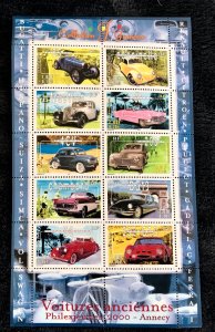 France scott# 2770 Vintage Cars sheet of 10 stamps MNH