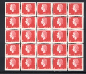 404b Scott, 4c carmine, VF, QEII Cameo Issue, Miniature Pane of 25 (5x5) MNHOG