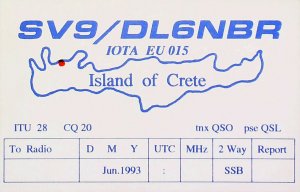 1993 IOTA Island of Crete Amateur Radio QSL Card 16623-