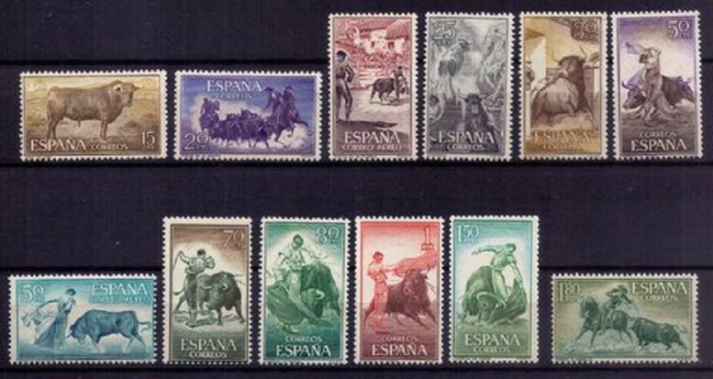 SPAIN Bullfighters 1960 MNH,MH,Og Scott #909-920 Not A Complete Set F-VF