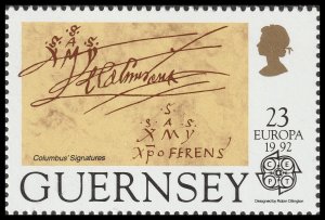 Guernsey 557 Christopher Columbus Signatures 23p single MNH 1992