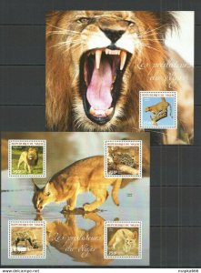 2014 Niger Fauna Animals Wild Cats Predators Of Niger 1+1 ** St2733