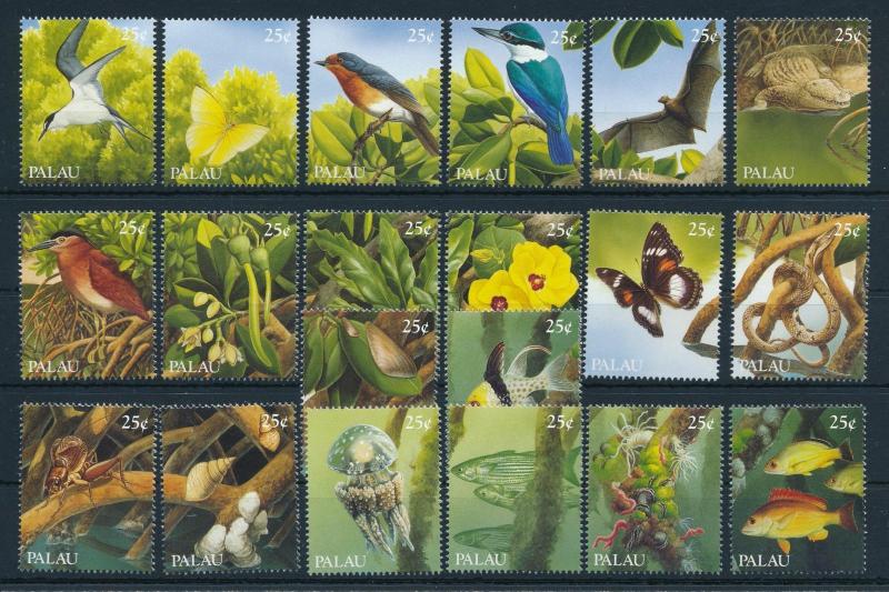 [75171] Palau 1989 Flora Fauna Marine Life Birds Butterflies From Sheet MNH