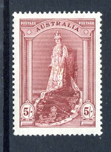 Australia 1937. 5s claret. MLH. SG176.