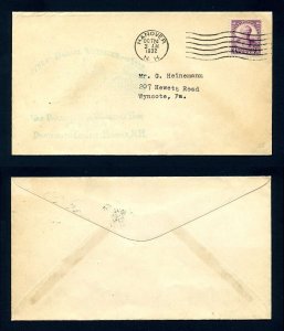 # 725 First Day Cover with N. Allen cachet from Hanover, NH dated 10-24-1932