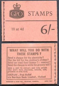 Q23 6/- Booklet April 1967 Crowns Ordinary