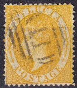 St Lucia #12 F-VF Used CV $24.00 (Z2473)