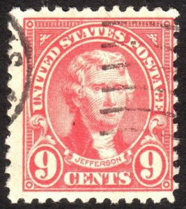 1923, US 9c, Jefferson, Used, Sc 561