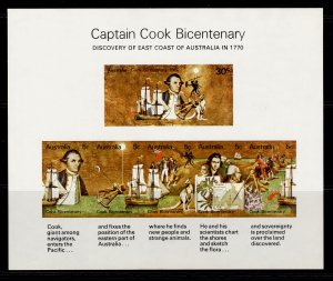 AUSTRALIA QEII SG MS465, 1970 Captain cook mini sheet, NH MINT. 