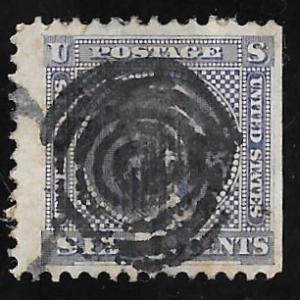 #115 6 cents RARE SUPERB TARGET CANCEL Washington, Ultramarine,  Stamp used F