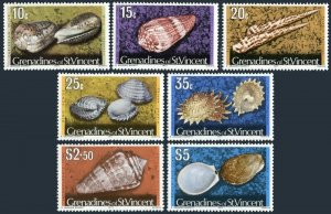 St Vincent Gren 40/50 7 stamps dated 1977,MNH.Mi 39-49-II. Shells.