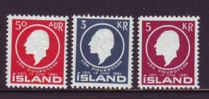 Iceland Sc 335-7 1961 Sigurdsson stamp set mint NH