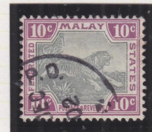 FEDERATED MALAY STATES, 1900 Crown CA, 10c. Grey & Purple, used.