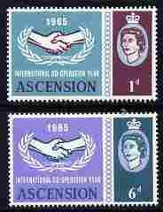 ASCENSION IS. - 1965 - International Co-operation Year - Perf 2v Set - MNH