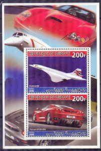 Djibouti 2006 Aviation Concorde Cars Ferrari (II) Sheet MNH