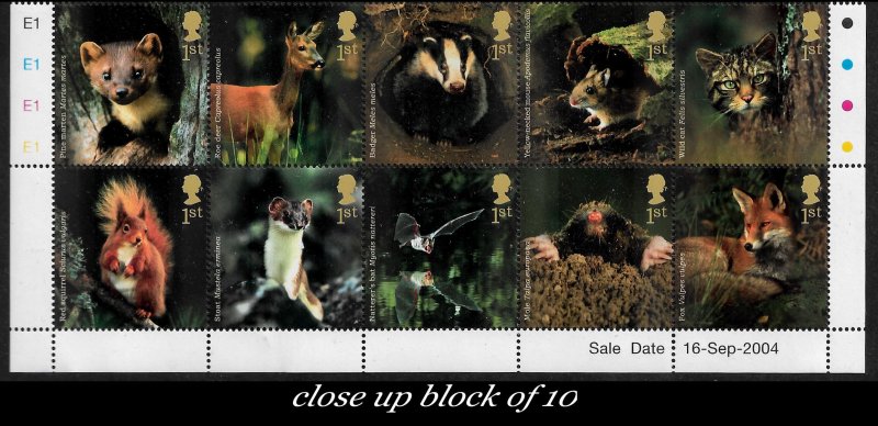 GB Beautiful Woodland Animals from 2004 • Full Sheet of 30 First Class Stamps