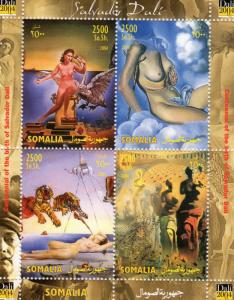 Somalia 2004 Salvador Dali Centennial of the Birth Famous Ptgs.Sheetlet (4) MNH