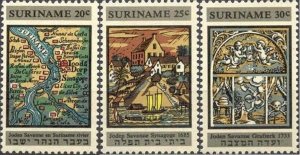 Suriname 1968 MNH Stamps Scott 359-361 Jews Synagogue Map