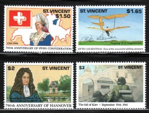 St. Vincent #1554-58 ~ Short Set 4 of 5 ~ War, Militiary, Plane ~ MNH (1991)