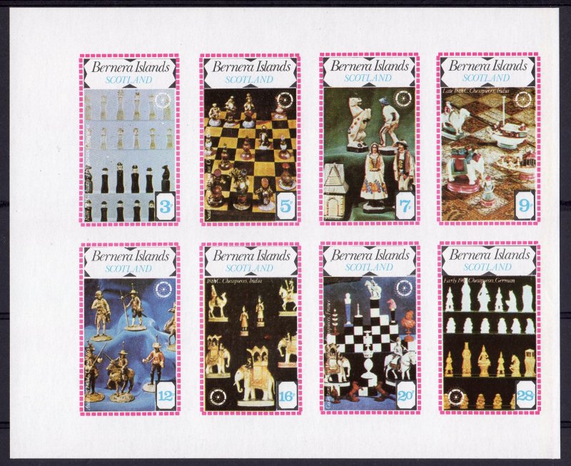 Bernera Islands 1979 CHESS PIECES-75TH.ANNIVERSARY OF ROTARY Shlt (8) IMPERF.MNH