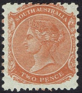 SOUTH AUSTRALIA 1876 QV 2D WMK CROWN/SA SG TYPE W13 PERF 10 X 11½
