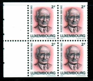 LUXEMBOURG #756a  1986  ROBERT SCHUMAN     MINT  VF NH  O.G  B/P OF 4  a