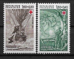 1982 France B548-9 Jules Verne/Red Cross C/S of 2 MNH