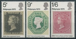 GB 1970 MNH Stamps-on-Stamps Stamps Philympia 70 Exhibition Penny Black 3v Set 