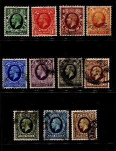 Great Britain #210-220 KGV Definitive Set Wmk.35 Used