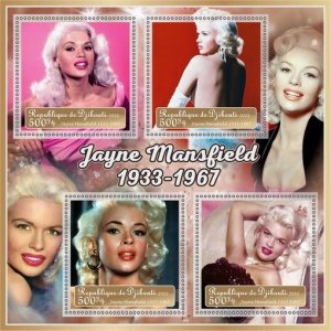 Stamps. Cinema, Actresses, Jayne Mansfield  2022 year 1+1 sheets perf  Djibouti