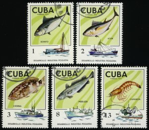 CUBA Sc 1955-59 USED - 1975 Fish & Marine Life - Short Set