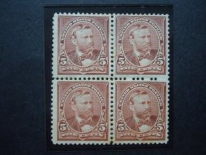 1890 #223 5c Grant Block of 4 Perf 12 MNG F/VF CV $200 Includes New Mount