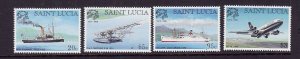 St Lucia-Sc#1106-9-unused NH set-Planes-Ships-UPU anniversary-1999-please note t