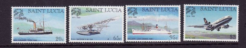 St Lucia-Sc#1106-9-unused NH set-Planes-Ships-UPU anniversary-1999-please note t