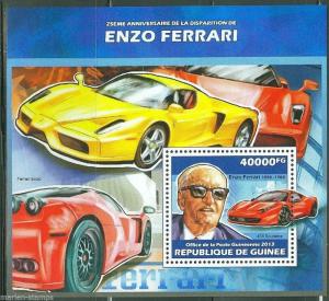 GUINEA 2013 25th MEMORIAL ANNIVERSARY OF ENZO FGERRARI  SOUVENIR SHEET MINT NH