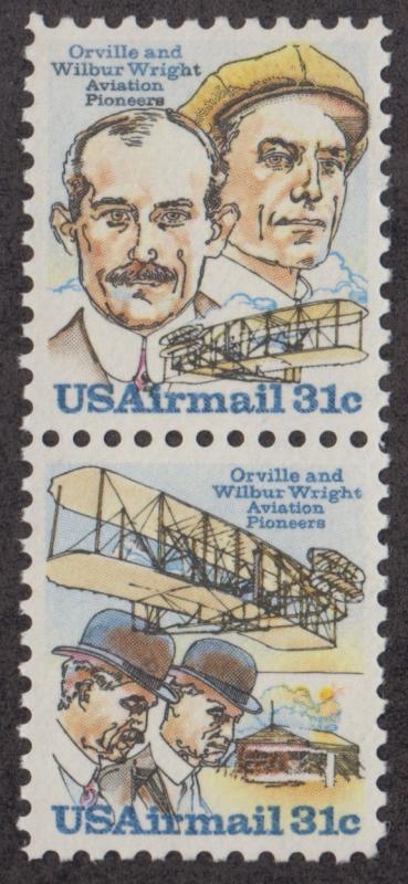 United States Scott #C91 #C92 31¢ Wright Brothers mint vertical pair VF MNH