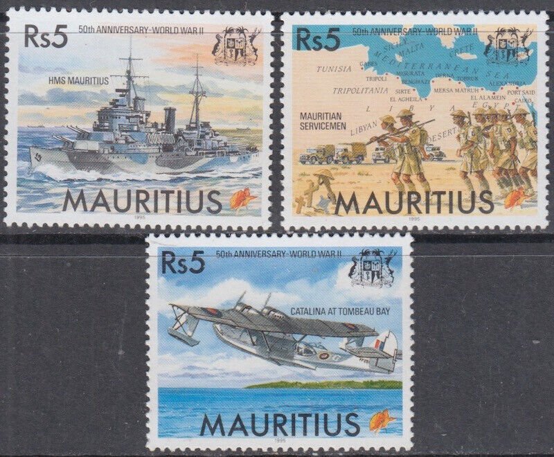 MAURITIUS Sc # 803-5CPL MNH SET of 3 - END of WORLD WAR II