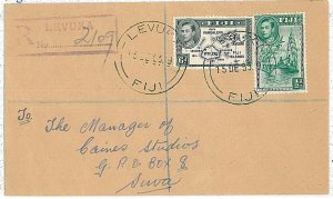 29481 -  FIJI -  POSTAL HISTORY:  registered COVER  from LEVUKA ! 1955