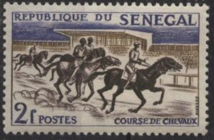 Senegal 204 (mh) 2fr horse racing, ultra, bis & sepia (1961)